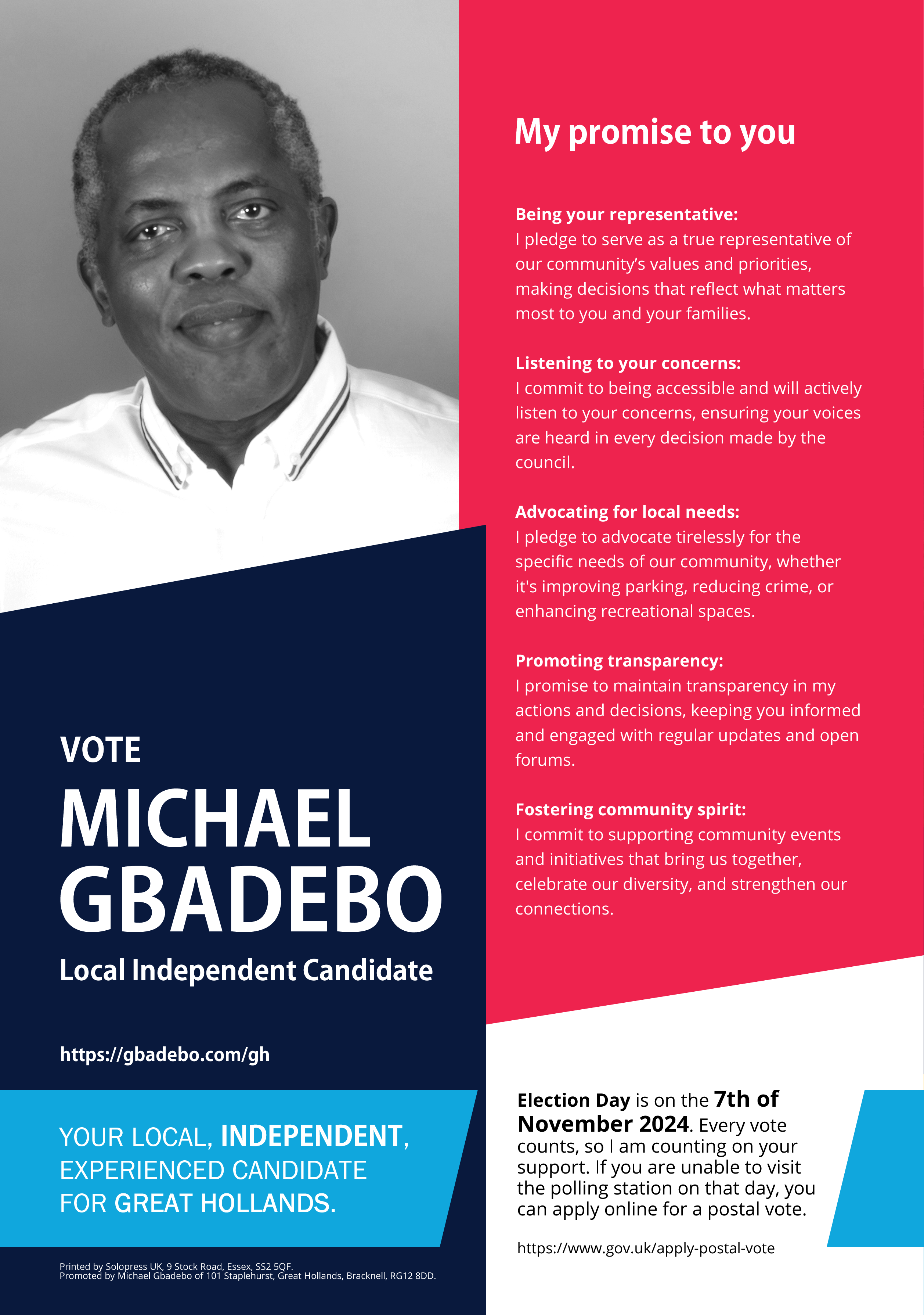 Great Hollands election 7th November | Vote for Michael Gbadebo page 4